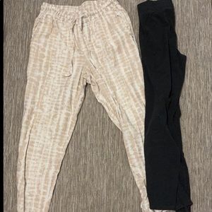Lot of Old Navy pants/grey express leggings.